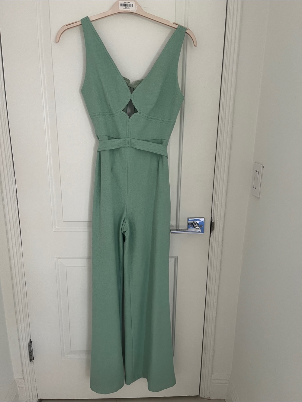 ALEXIS Wide-Leg Jumpsuit in Mint Green.